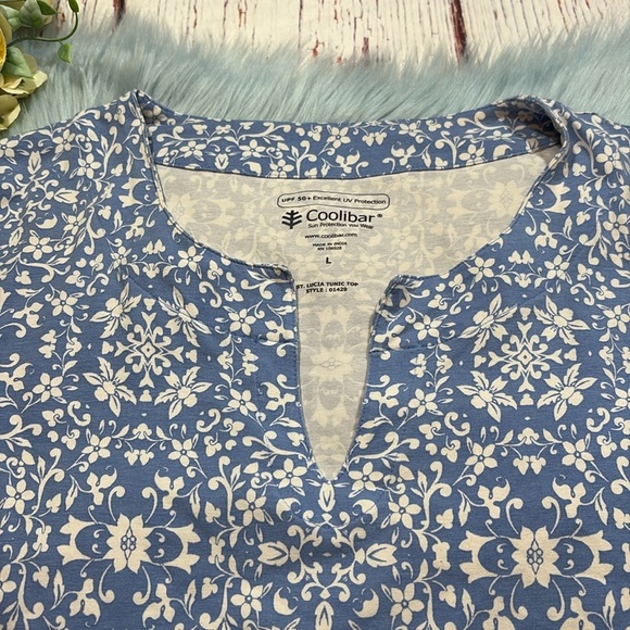 Coolibar St Lucia Tunic Top UPF 50+ Blue Tapestry Sz L - Picture 2 of 10